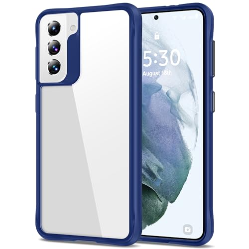 HOOMIL Case for Samsung Galaxy S21 FE (ONLY 6.4-Inch), Non-Yellowing, Drop Protection, Anti-Scratch Transparent Hard Back Phone Cover - Navy Blue - color: Blue, size: Samsung Galaxy S21 FE