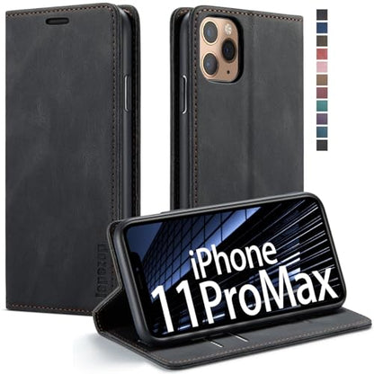 japezop iPhone 11 Pro Max Wallet Case with Card Holder[RFID Blocking],Kickstand,Leather Magnetic Flip Case with RFID Blocking,Flip Case for iPhone 11 Pro Max 6.5 inch(Black) - color: Black, size: iPhone 11 Pro Max 6.5 Inch