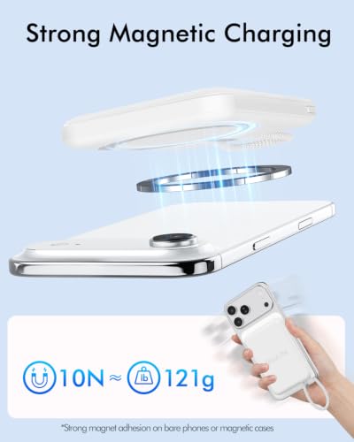 for Magsafe Power Bank 5000mAh, Slim Magnetic Portable Charger - color: White