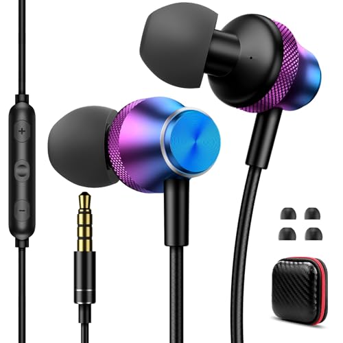 Wired Earbuds 3.5mm Jack with Microphone Soft Small-Ear Earphones - color: Purple
