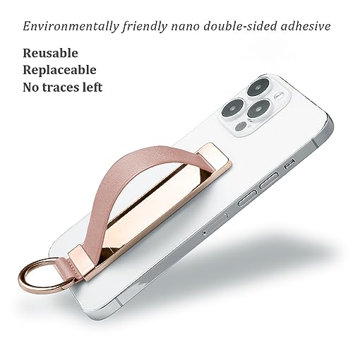 Phone Grip，Love Handle Phone Grip，Phone Grips for Back of Phone，Phone Finger Holder，Phone Accessories Grip，Phone Kickstand，Phone Loop Strap with Most Smartphones (Frosted Rose Gold) - color: Frosted Rose Gold