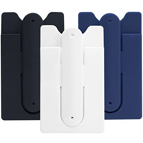 USA Merchant | Cell Phone Wallet with Stand (for Credit Card & Id) iPhone, Android & Most Smartphones | 3 Pc Pack - Black, White & Navy - color: Black, White & Navy