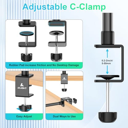 Ailight Adjustable Desk Camera Mount & Webcam Stand 10.8"-31.1" - size: TS6001