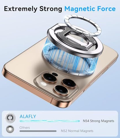 Magnetic Ring Holder for MagSafe Dual-Sided, Removable Phone Finger Grip Holder Adjustable Kickstand for iPhone 17/16/15/14/13 Series, Magnet Phone Stand Grip Compatible with Magnetic Car Mount