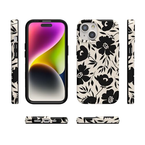 Casely iPhone 15 Plus Case | Dark Fantasy | Contrast Floral | Compatible with MagSafe | Classic Ultra Slim Design - color: Dark Fantasy | Contrast Floral