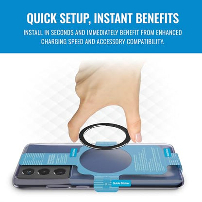 Naztech MagUp MagSafe Adapter - Universal Magnetic Phone Ring for Android & iPhone, Phone Magnet for Wireless Charging, Compatible with Any Qi-Enabled Case, 2 Pack