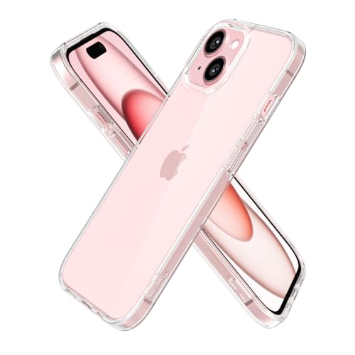 oakxco Clear Phone Case for iPhone 15 iPhone 14 iPhone 13 Case, Thin Slim Transparent Hard Plastic Back & Soft Silicone Bumper, Cute Non Yellowing TPU Frame Protective Cover for Women, Crystal Clear - color: Clear, size: 15/ 14/ 13