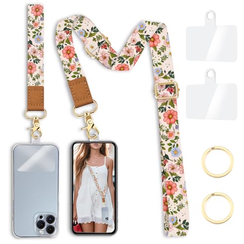 Yonlevres Phone Lanyard Crossbody Strap Wrist Neck Adjustable Women Flower - color: Flower Pn