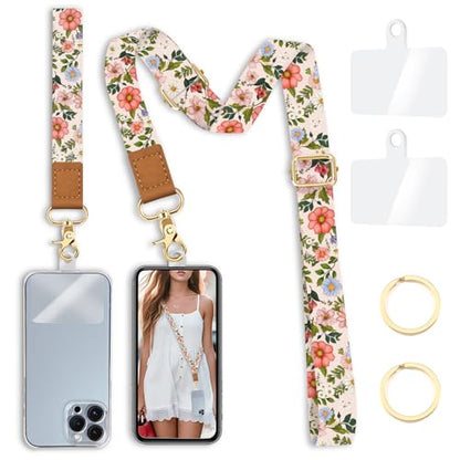 Yonlevres Phone Lanyard Crossbody Strap Wrist Neck Adjustable Women Flower - color: Flower Pn