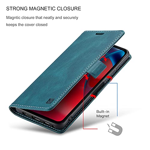 HAII Case for Moto G Stylus 5G 2021,PU Leather Folio Flip Wallet Case with Card Holster Stand Kickstand Magnetic Closure Shockproof Phone Cover for Motorola Moto G Stylus 5G 2021 (Blue) - color: Blue