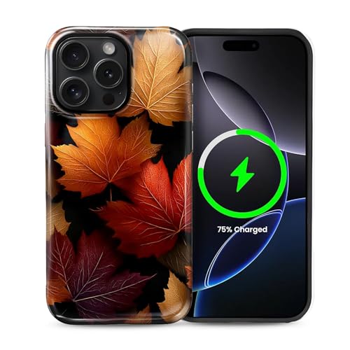 Magnetic Phone Case for iPhone 14 Pro,Compatible with MagSafe,Durable 2 Layers Full Covered Shockproof Protective Cover-Autumn Maple Leaves - color: Autumn Maple Leaves, size: iPhone 14 Pro