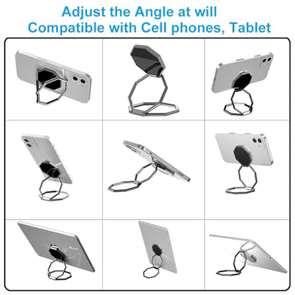 Cell Phone Ring Holder Finger Kickstand, Foldable 360° Rotation Cellphone Stand for Desk, Office Desktop, Metal Multi-Angle for Phone Back Grip Compatible with iPhone (Dark Gray) - color: Dark Gray