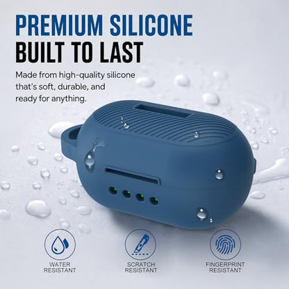 Case for Raycon Everyday Classic Headphones, Shockproof Soft Silicone Case for Raycon Earbuds Bluetooth Wireless, Ultra-Lightweight Protective Cover with Cleaning kit & Keychain, Blue - color: Blue
