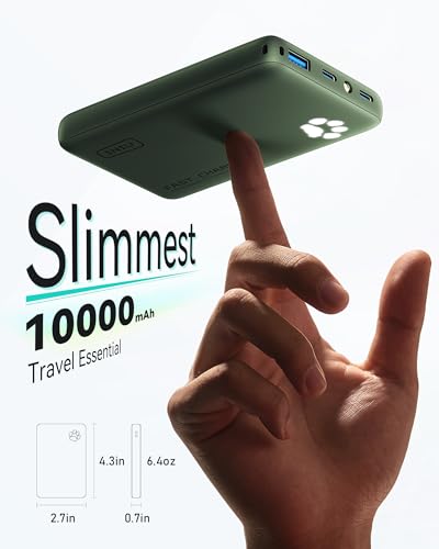 INIU 10000mAh 45W Fast Charging Portable Charger, Smaller Travel Power Bank - color: Green