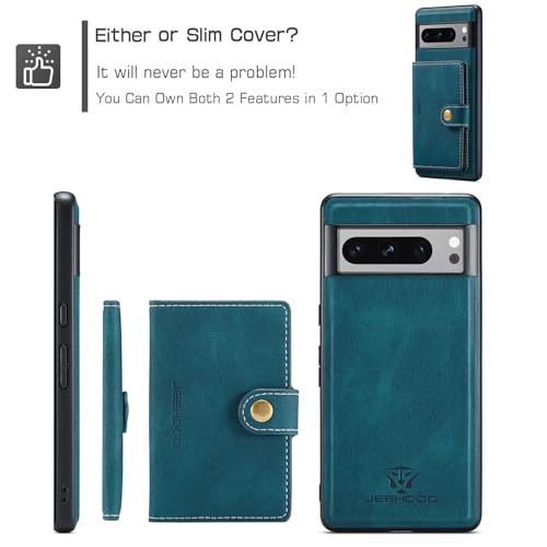 Cellular Phone Case for Google Pixel 8 Pro 2023, Teal, Magnetic Wallet Card Cash Slot, Wireless Charging Functional Kickstand - color: Teal, size: Google Pixel 8 Pro