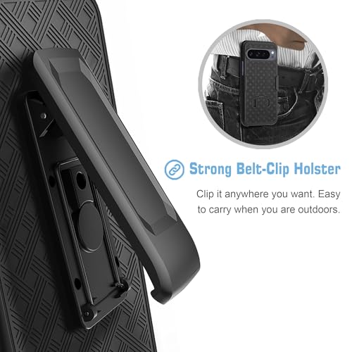 Fingic Compatible with Google Pixel 10 Pro/Pixel 10 Case Belt Clip Holster | Kickstand Combo Shell Swivel Holster Rugged Shockproof Antiscratch Protective for Google Pixel 10/ 10 Pro ( 6.3" 2025),Black