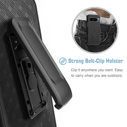 Fingic Compatible with Google Pixel 10 Pro/Pixel 10 Case Belt Clip Holster | Kickstand Combo Shell Swivel Holster Rugged Shockproof Antiscratch Protective for Google Pixel 10/ 10 Pro ( 6.3" 2025),Black