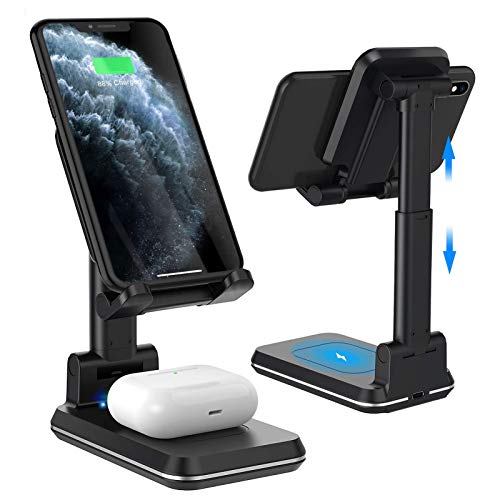 2 in 1 Wireless Charger, Dual Wireless Charging Desk Phone Stand