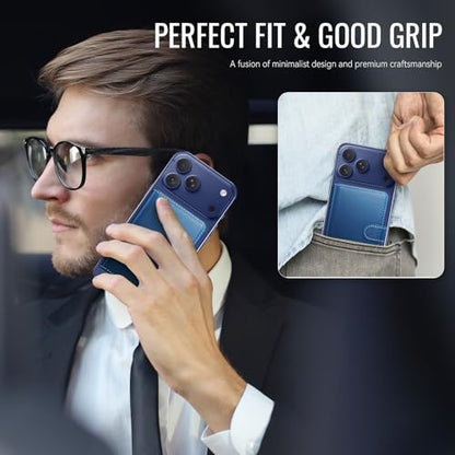 for Magsafe Magnetic Phone Wallet Card Holder, Elegant Blue - color: Elegant Dark Blue