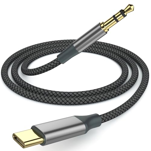 Henrety AUX to USB C Cable 6.5ft, USB C to 3.5mm Audio Aux Jack Cable for Car and Headphones(Black) - color: Black, size: 6.5Ft