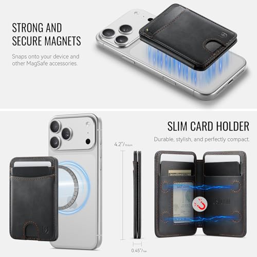 for Magsafe Wallet Magnetic RFID Blocking Card Holders, Retro Black - color: Retro Black