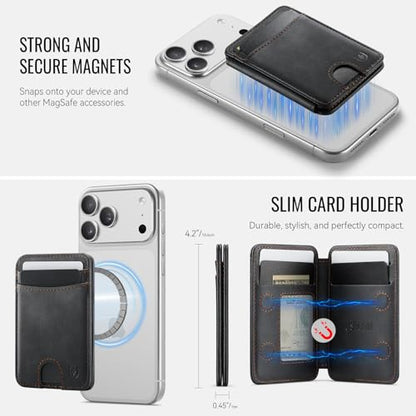 for Magsafe Wallet Magnetic RFID Blocking Card Holders, Retro Black - color: Retro Black
