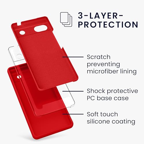 kwmobile Case Compatible with Google Pixel 6a Case - TPU Silicone Phone Cover with Soft Finish - Red - color: red, size: Pixel 6a