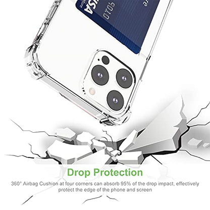 for iPhone 13 Pro Max Clear Card Case, Protective Shockproof TPU Slim Wallet Case with Card Holder - size: iPhone 13 Pro Max