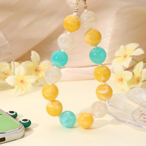 Marble Beaded Phone Wrist Strap Colorful Phones Charm Anti Theft Phones Chain Detachable Hand-Free Y2k Tops - color: Colorful 2