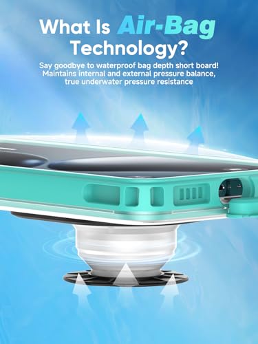 APRUT Waterproof Phone Pouch Case 7.5", 2025 Upgraded IPX8 Waterproof Phone Case for Snorkeling, Universal Fit for iPhone 16 Pro Max 15 14 13, Galaxy S25, Beach Vacation Essentials (Cyan) - color: Cyan