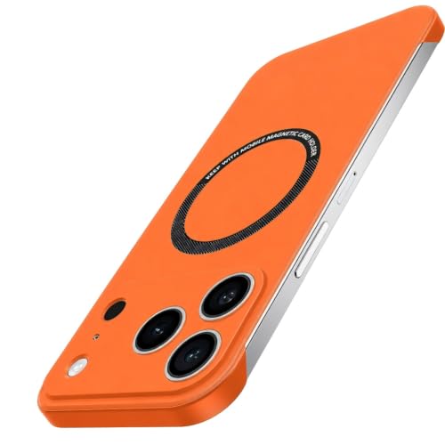 Frameless Magnetic Series Designed for iPhone 13 Pro Case[Compatible with MagSafe] Borderless Ultra Thin Slim Fit,Lightweight Minimalist Hard PC Yet Protective Shockproof Cover,Orange - color: Orange, size: iPhone 13 Pro