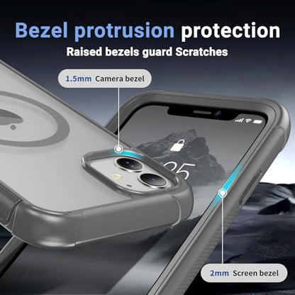 jaroco Magnetic for iPhone 11 Case Heavy Duty Protection Gray | Compatible with MagSafe,Military Grade Drop Protection,Translucent Matte,Non-Slip,Shockproof 2-Layer Durable Bumper Case - color: Gray, size: iPhone 11