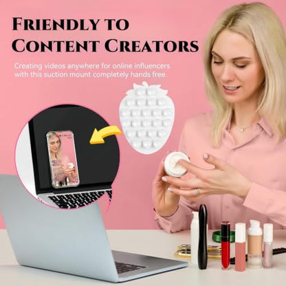 CIEO SuctionPhone Grip, Strong Silicone Suction,Strawberry Sticky Grip,Suitable for Selfies and Videos on Mirrors, Bathrooms and Smooth Surfaces, Compatible with iPhone (Strawberry White) - color: Strawberry White
