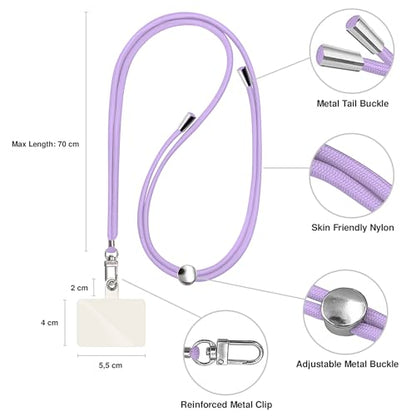 TBOC 2X Cell Phone Lanyard [Lilac] - Comfortable Universal Smartphone Lanyard - Easy to Use Neck Phone Holder [White Ice Patch] - Adjustable Length Phone Strap Crossbody - Fits All Mobile Phones - color: Lilac