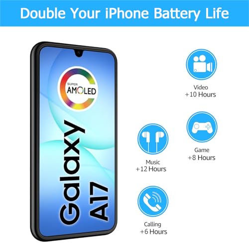 Battery Case for Galaxy A16/A17, [10000mAh] Slim Rechargeable Smart Extended Charging Case Compatible with Galaxy A16/A17(6.7 inch) Backup Power Battery Pack Charger Cover-Black - size: Galaxy A16/A17
