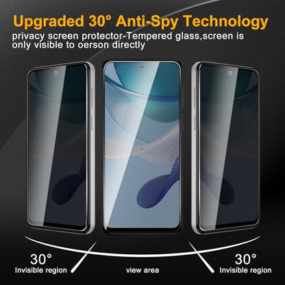3 Pack Privacy Screen Protector for Motorola Moto G 5G 2023/Moto G Stylus 5G 2023/Moto G Power 2023, Anti Spy Tempered Glass 9H Hardness, Black Protector Anti Spy, Bubble Free, Anti-Scratch