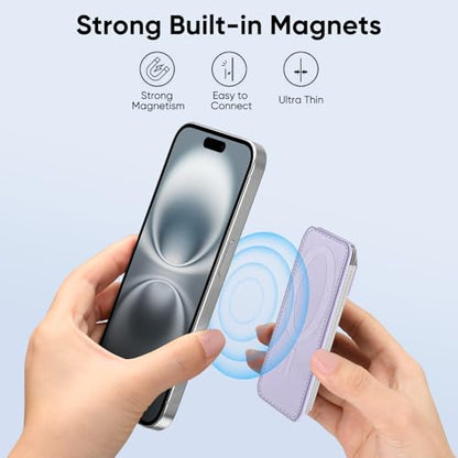 FINPAC MagSafe Wallet Magnetic Card Wallet Holder for Women Men - color: Light Purple