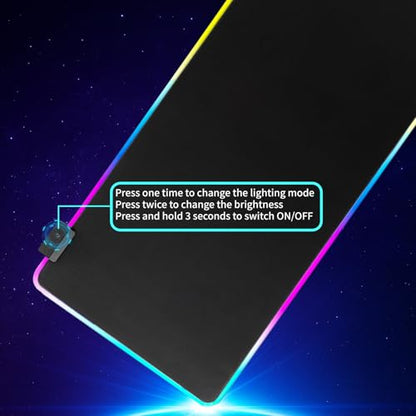 RGB Gaming Mouse Pad-14 Light Modes, Extended Soft LED Mouse Pad, Anti-Slip Rubber Base, Computer Keyboard Large Mousepad Mat, Waterproof Mousepads (31.5 * 12 Inch) - color: Black-B