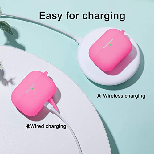 Lerobo for AirPod Pro Case, Silicone Cover with Keychain, Nightglow Purple - color: Nightglow Pink