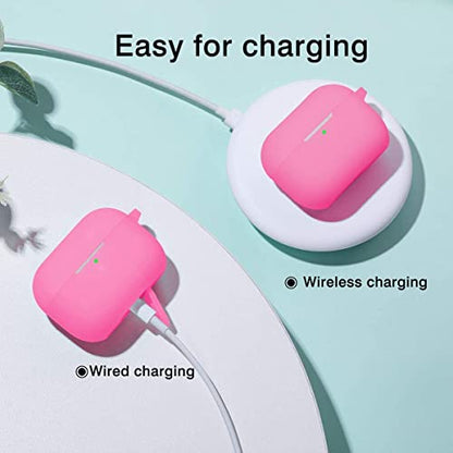 Lerobo for AirPod Pro Case, Silicone Cover with Keychain, Nightglow Purple - color: Nightglow Pink