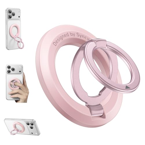 SYNCWIRE Magnetic Phone Ring Holder, for MagSafe Phone Grip Stand Kickstand - color: Pink