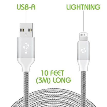Cellet Heavy-Duty Nylon Braided Lightning Cable – 10FT (Apple MFi Certified)