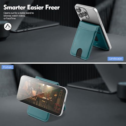 Shieldtop Compatible with MagSafe iPhone 14 Wallet Case,Blue Green | 2 in 1 Detachable Magnetic,Credit Card Holder Slots,RFID Blocking,PU Leather,Kickstand,Flip Folio Phone Cover for Men & Women - color: Blue Green, size: iPhone 14 6.1"