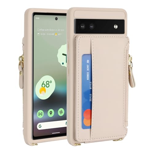 Cavor Compatible with Google Pixel 6a Case Wallet, Cream - color: Cream, size: Google Pixel 6a