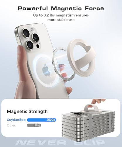 Magnetic Phone Grip, Removable Loop Grip with Soft Finger Strap, Silicone Phone Ring Holder for Back of Phone for iPhone 16/15/14/13/12 Pro Max/Plus, Stone - color: Stone