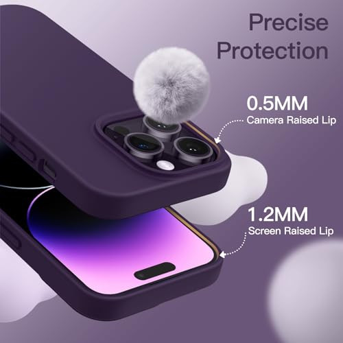 JETech Silicone Case for iPhone 14 Pro, Deep Purple | Silky Soft Touch, Shockproof Protection, Scratch Resistant, Microfiber Lining - color: Deep Purple, size: iPhone 14 Pro