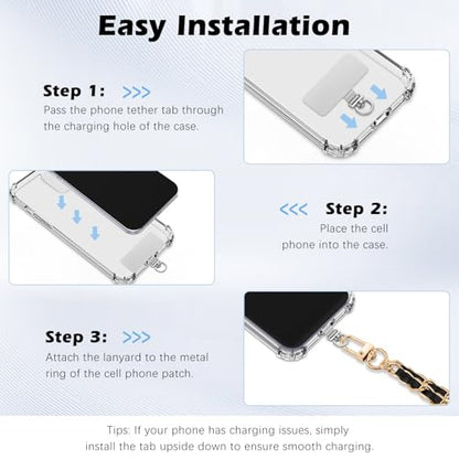 MoKo 2 Pack Metal Phone Tether Tabs, Rotatable 360° Phone Lanyard Patch - color: Deep Silver