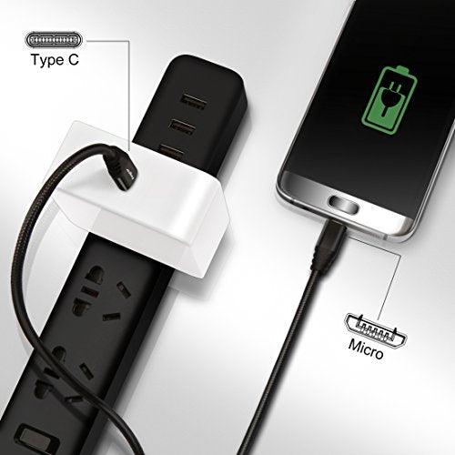 Fasgear USB C to Micro USB Cable, Black, 6ft - color: Black, size: 6ft