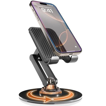 COOPER 360° Stand, Rotating Cell Phone Stand for Desk | Sturdy Metal Base, Foldable, Portable | Cell Phone Holder for Desk (Piano Black) - color: 1 Pack - Piano Black