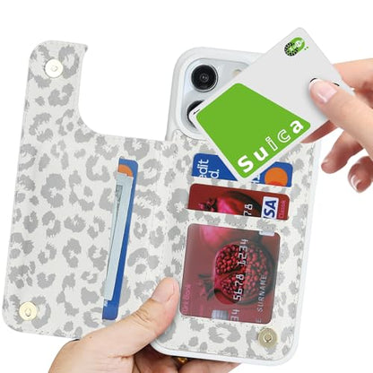 iCoverCase Compatible with iPhone 14 Pro Case with Card Holder, Wallet Case for Women Men RFID Blocking PU Leather Protective Phone Case 6.1 Inch (Gray Leopard) - color: Gray Leopard